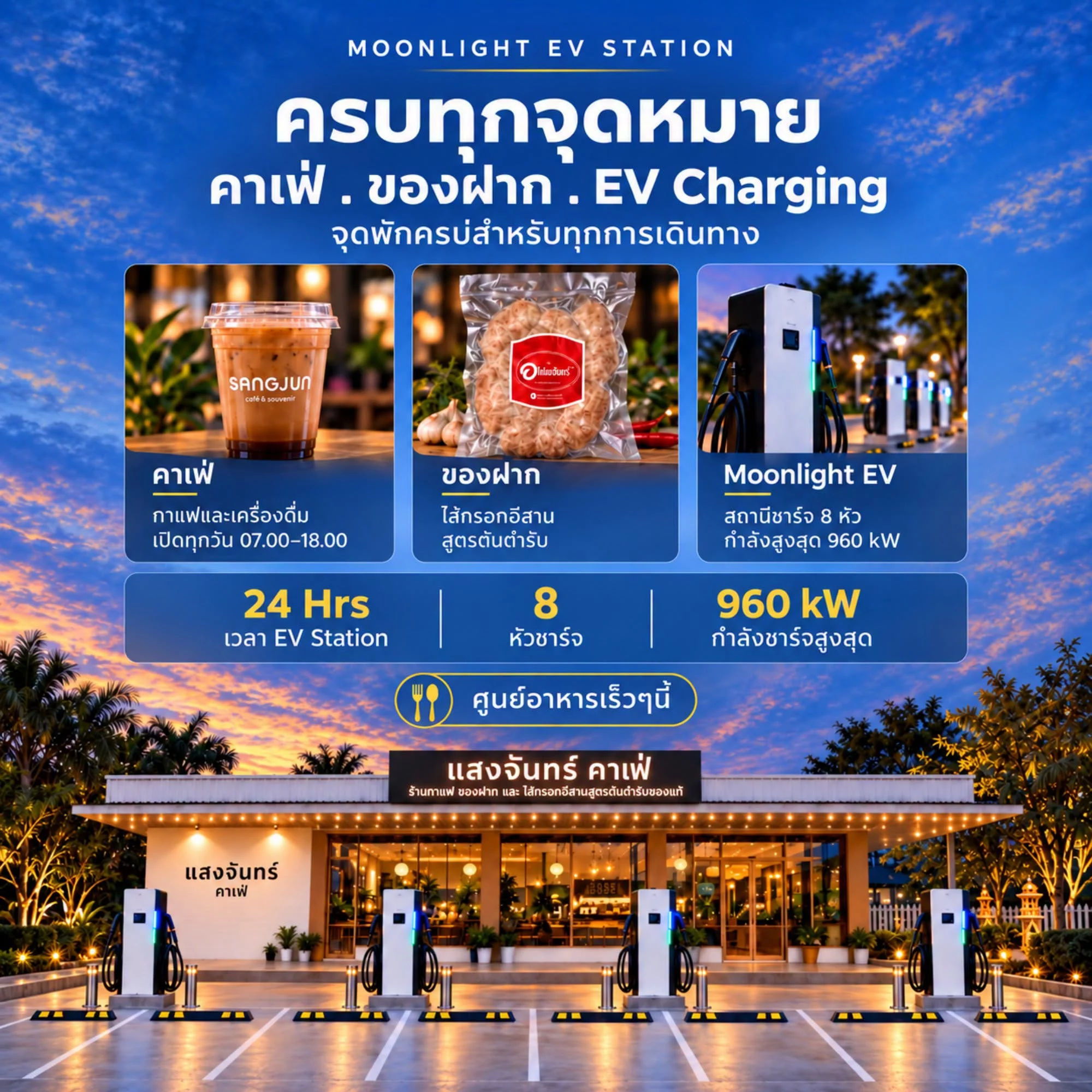 สาย EV ขอนแก่นปักหมุดไว้เลย! Moonlight EV Station จุดแวะพักแห่งใหม่แบบครบวงจรบน ถ.มิตรภาพ เตรียมเปิดให้บริการในเดือนกันยายนนี้